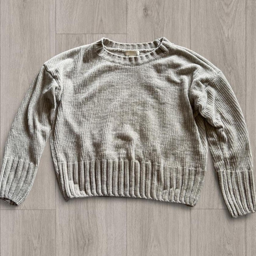 Cynthia Rowley Large Cream Chenille Ribbed Sweater Cozy Pullover